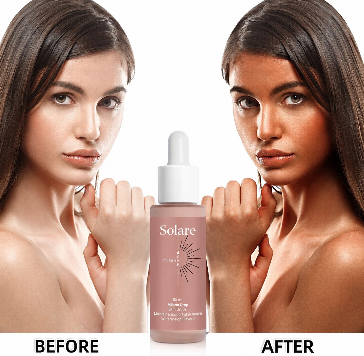 Drinkable tanning drops with watermelon flavor
