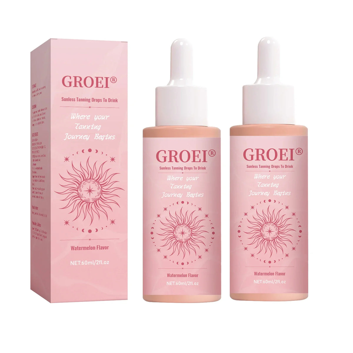 Tanning drops packaging and product detail