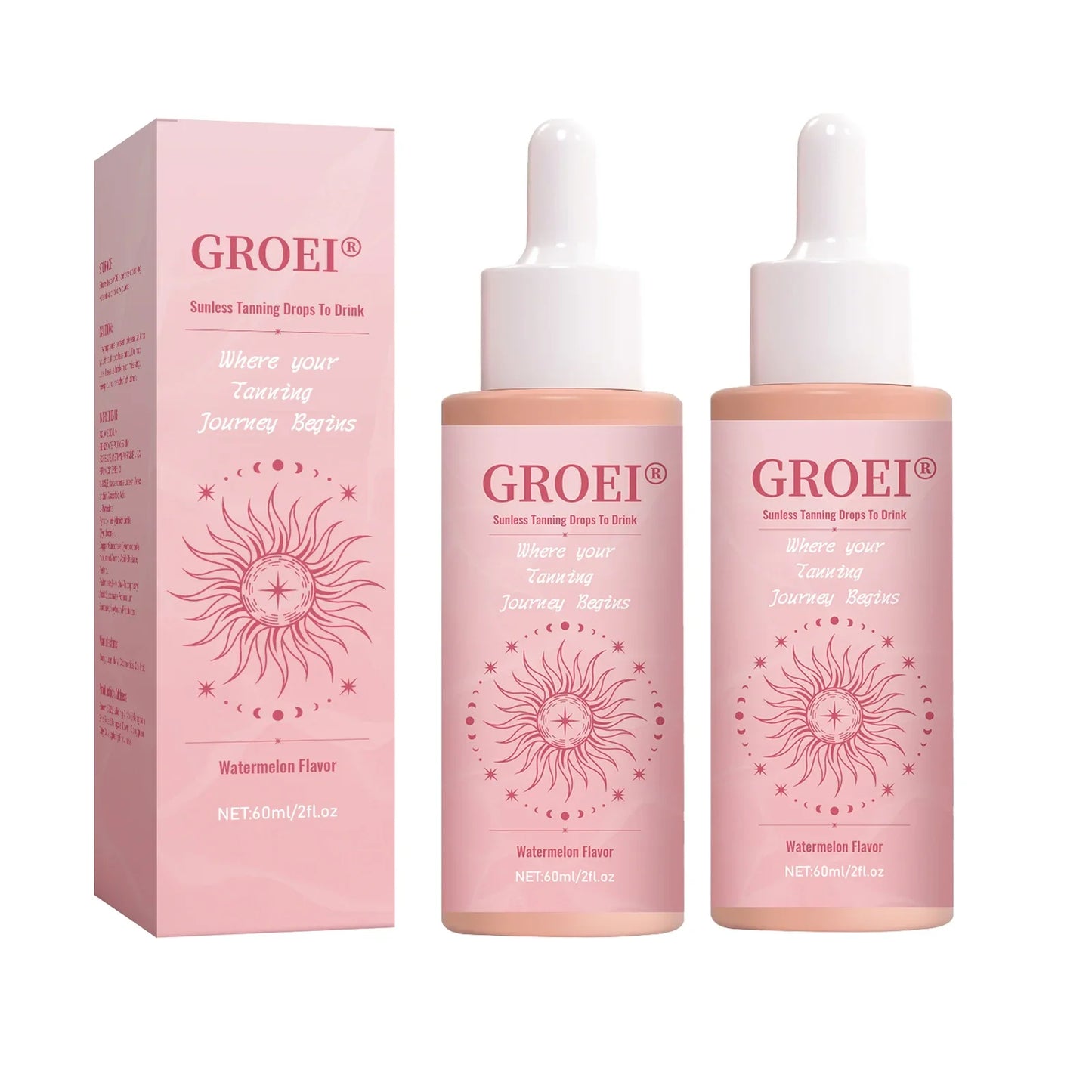 Tanning drops packaging and product detail